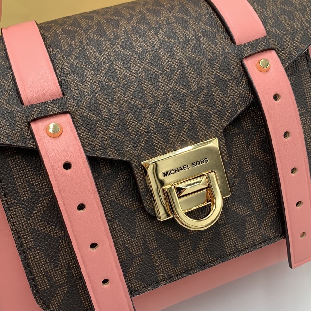 MICHAEL KORS
Manhattan Medium Leather and Logo Satchel PRIMROSE/ BROWN SIGNATURE - Picture 11 of 15